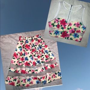do & be floral maxi skirt and crop top set S